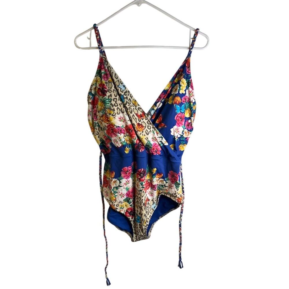 Johnny Was Women's 2XL Plus One Piece Swimsuit Butterfly Floral Print Boho